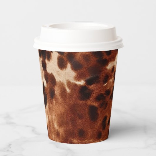 Western Creme Gepunktet Brown Black Cowhide Pappbecher (Rückseite)
