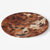 Western Creme Gepunktet Brown Black Cowhide Pappteller (Schrägansicht)