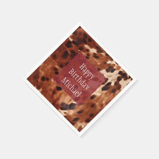 Western Creme Gepunktet Brown Black Cowhide Serviette (Ecke)