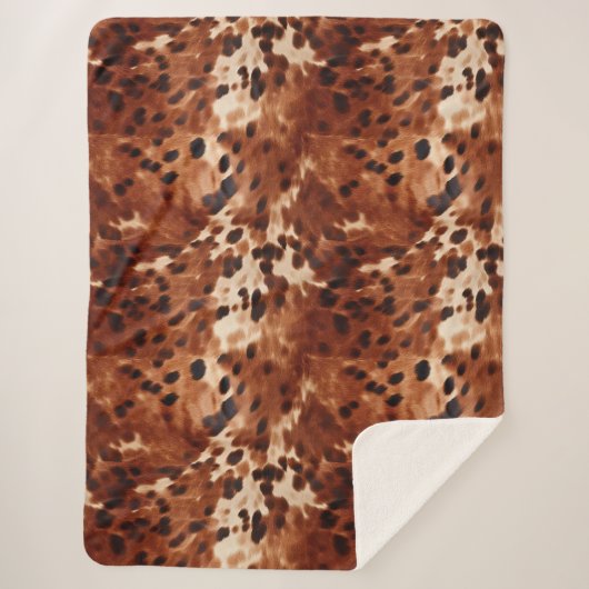 Western Creme Gepunktet Brown Black Cowhide Sherpadecke (Vorderseite)