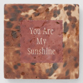 Western Creme Gepunktet Brown Black Cowhide Steinuntersetzer (Vorderseite)