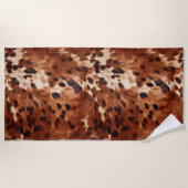 Western Creme Gepunktet Brown Black Cowhide Strandtuch (Vorderseite)