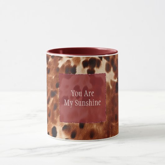 Western Creme Gepunktet Brown Black Cowhide Tasse (Zentrum)