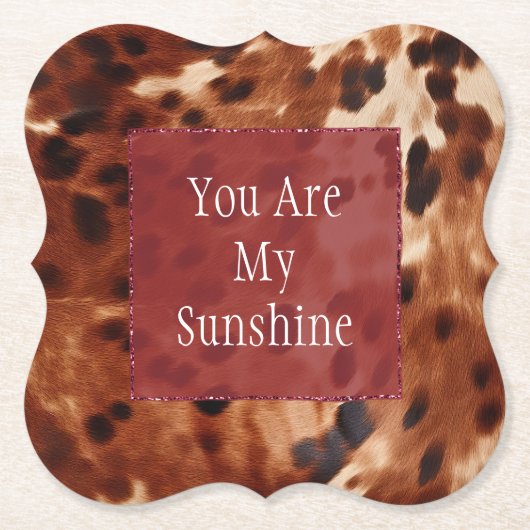 Western Creme Gepunktet Brown Black Cowhide Untersetzer (Vorderseite)