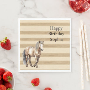 Western Creme Streifen Pferd Geburtstag Serviette