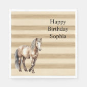Western Creme Streifen Pferd Geburtstag Serviette (Vorderseite)