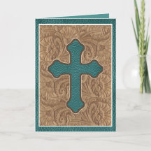 Western Cross Leather Print Tan Aquamarin Holiday