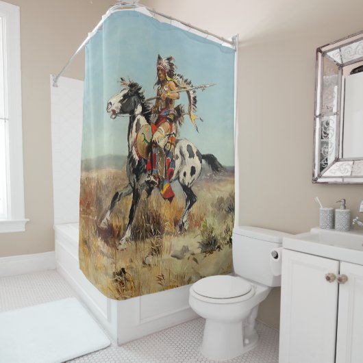 Western "Dakota Chief" Art von Charles M. Russell Duschvorhang (Beispiel)