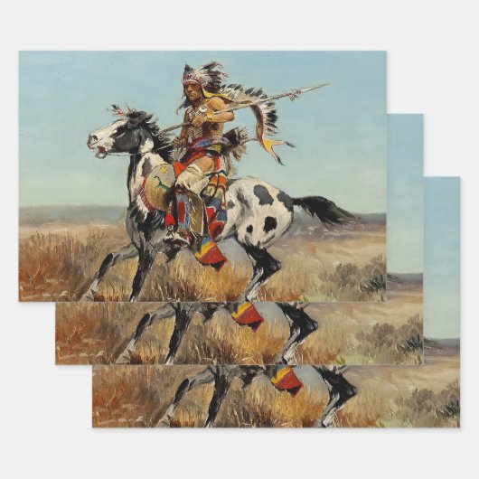 Western "Dakota Chief" Art von Charles M. Russell Geschenkpapier Set (Set)