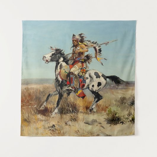 Western "Dakota Chief" Art von Charles M. Russell Wandteppich (Vorderseite)