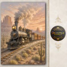 Western-Dampfzug-Decoupage-Tissue-Papier