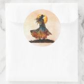 Western Dancing Woman Runder Aufkleber (Tasche)