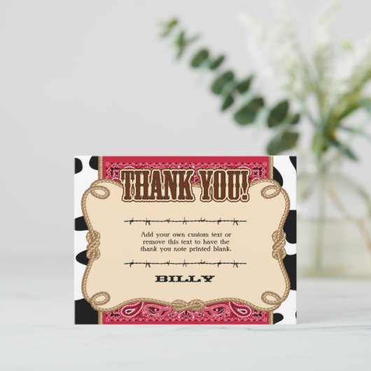 Western danke Ihnen Karten (Stehend Vorderseite)