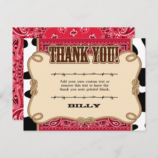 Western danke Ihnen Karten (Vorne/Hinten)