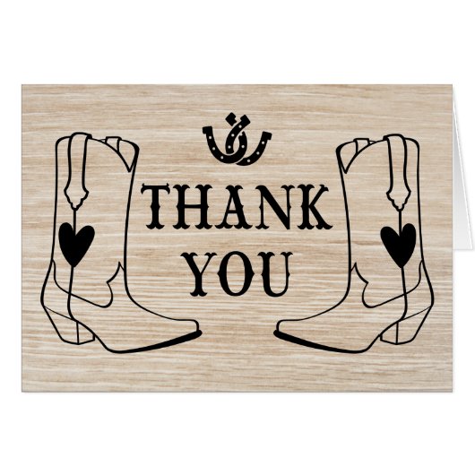 Western Dankeschön Wood Cowboy Boot Country Weddin (Vorderseite (Horizontal))