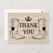 Western Dankeschön Wood Cowboy Boot Country Weddin Postkarte (Vorne/Hinten)