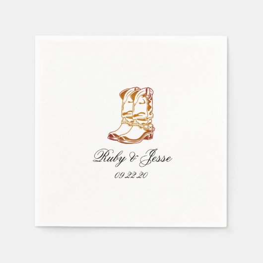 Western Dark Brown Hochzeit Serviette (Vorderseite)