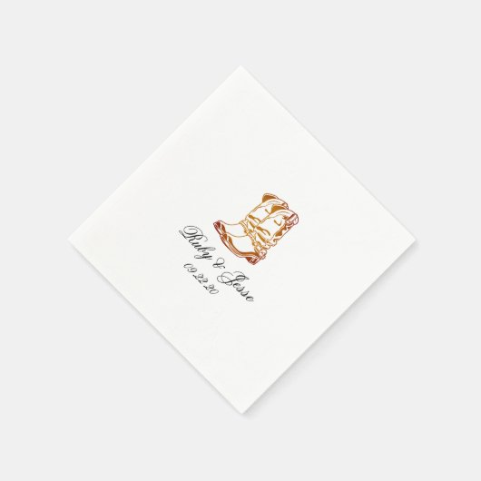 Western Dark Brown Hochzeit Serviette (Ecke)