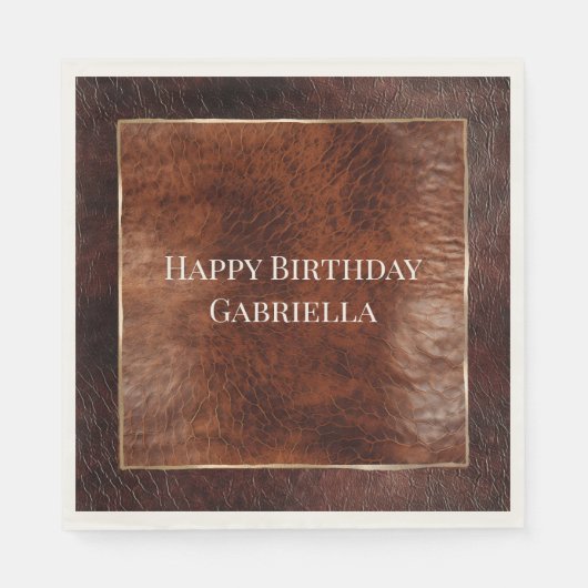 Western Dark & Warm Brown Leather Look Serviette (Vorderseite)