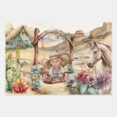 Western Decodipage - Cowgirl Wüste Land Geschenkpapier Set (Vorderseite 2)