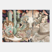 Western-Decodipage - Skull Cowboy Stiefel Kaktus Geschenkpapier Set (Vorderseite 3)