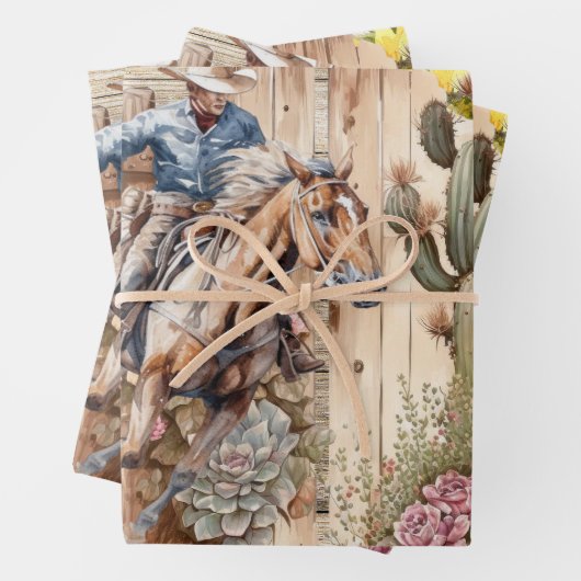 Western decoupage - Cowboysonnenblume rustikale Ra Geschenkpapier Set (Beispiel)
