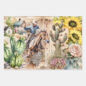 Western decoupage - Cowboysonnenblume rustikale Ra Geschenkpapier Set (Vorderseite)