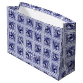 Western Denim Blue Delft Tile  Große Geschenktüte (Rückseite Schrägansicht)