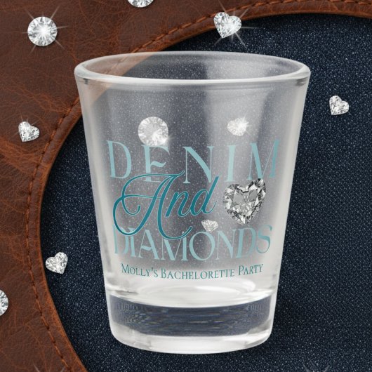 Western Denim und Diamonds Bachelorette Schnapsglas