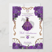 Western der lila Rose Ranchera Quinceanera Einladung (Vorderseite)