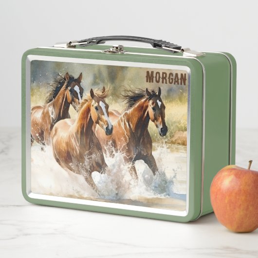 Western, der Pferde in der Schule betreibt Metall Brotdose (Beispiel)