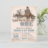 Western: Der Westen war ein Party zum 1. Geburtsta Einladung (Stehend Vorderseite)