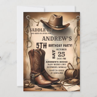 Western des Privatlandes Saddup Cowboy Geburtstag Einladung