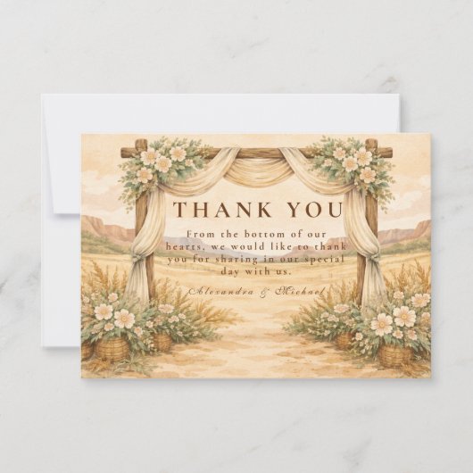 Western Desert Arch Wedding Dankeskarte (Vorderseite)