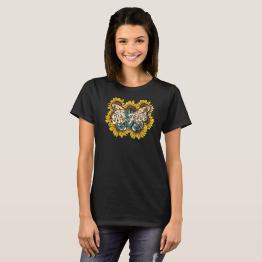 Western Desert Be Free Sunflower Butterfly Desert  T-Shirt (Vorne ganz)