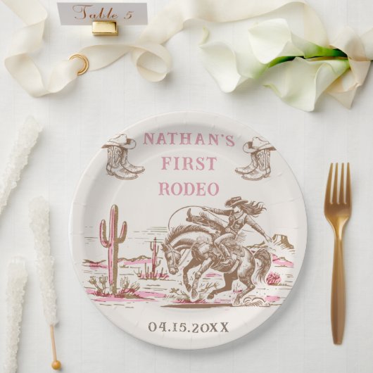 Western Desert Boots Rodeo Birthday Paper Plate Pappteller (Hochzeit)