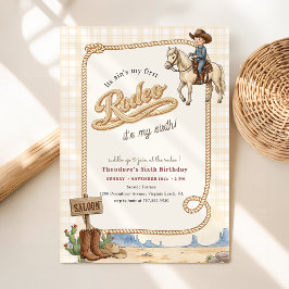Western Desert Boy Karo Cowboy Rodeo 6. Geburtstag Einladung
