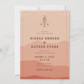 Western Desert Cactus Boho Western Wedding Einladung (Vorderseite)