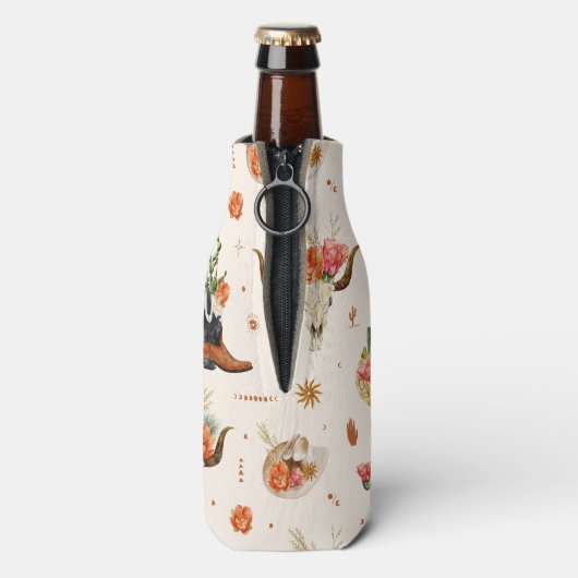 Western Desert Cactus Cowboy Hat Personalisierten  Flaschenkühler (Flasche Rückseite)
