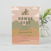 Western Desert Cactus Howdy Baby Shower Einladung (Stehend Vorderseite)
