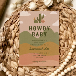 Western Desert Cactus Howdy Baby Shower Einladung