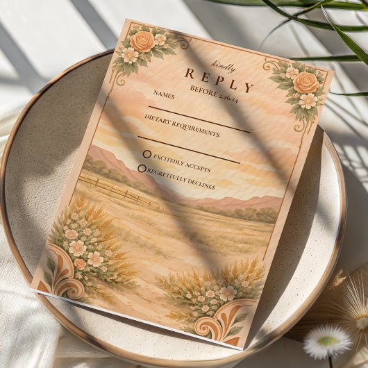 Western Desert Canyon Wedding RSVP Karte