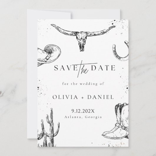 Western Desert Country Cowboy Foto Speichern Termi Save The Date (Vorderseite)