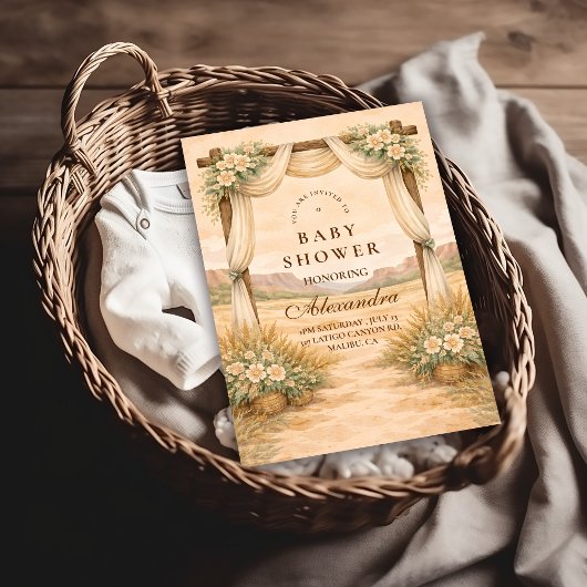 Western Desert Floral Arch Baby Shower Einladung