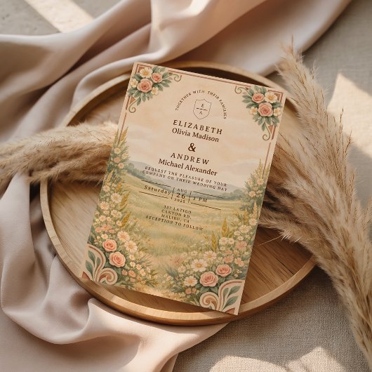 Western Desert Floral Arch Wedding Einladung