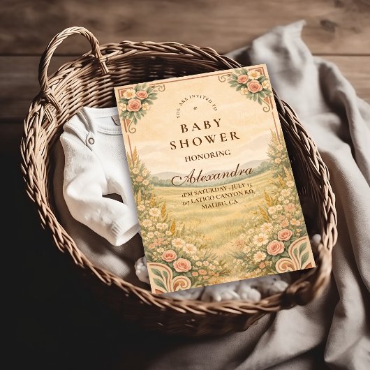 Western Desert Floral Baby Shower Einladung