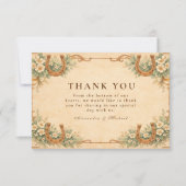 Western Desert Horseshoe Floral Wedding Dankeskarte (Vorderseite)