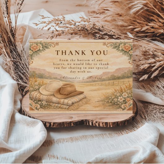 Western Desert Ranch Hochzeit Dankeskarte