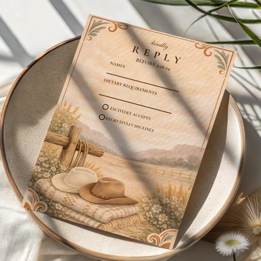 Western Desert Ranch Wedding RSVP Karte
