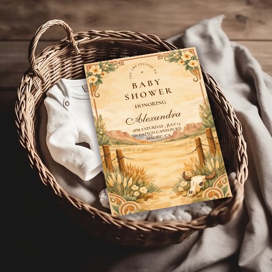 Western Desert Wildflower Baby Shower Einladung
